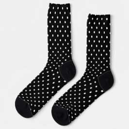 Zwart met witte polka stippen patroon sokken