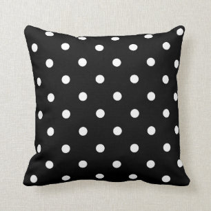 Zwart met witte pooldots kussen
