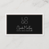 Zwart met witte rand, Key Line Script 3 QR-code Visitekaartje (Voorkant)