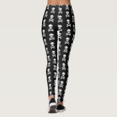 Zwart met Witte Skulls en Botten Patroonpatronen L Leggings (Achterkant)
