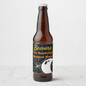 Zwart met witte spinnenwebben en schattige moderne bier etiket (Voorkant)