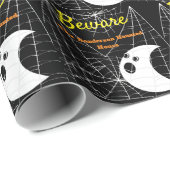 Zwart met witte spinnenwebben en schattige moderne cadeaupapier (Rol Hoek)