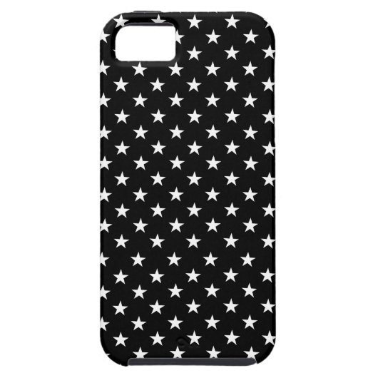 Zwart met Witte Stars Polka Dot Case-Mate iPhone Case (Achterkant)