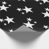 Zwart met witte sterren cadeaupapier (Hoek)