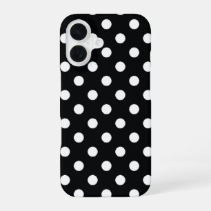 Zwart met witte stippen iPhone 16 hoesje