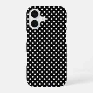Zwart met witte stippen iPhone 16 hoesje