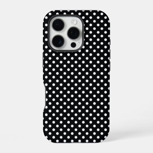 Zwart met witte stippen iPhone hoesje (Achterkant)