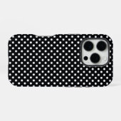 Zwart met witte stippen iPhone hoesje (Achterkant horizontaal)