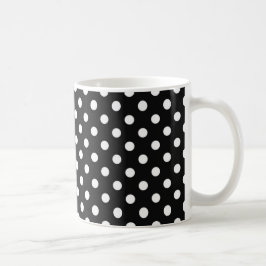 Zwart met witte stippen koffiemok
