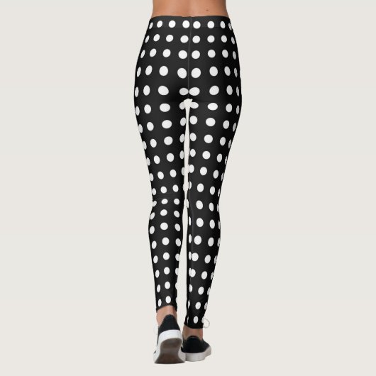 Zwart met witte Stippen Leggings (Achterkant)