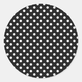 Zwart met witte stippen ronde sticker