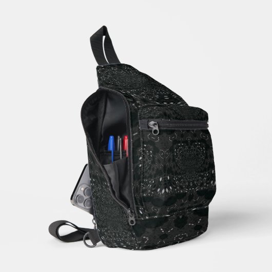 Zwart met witte Stippen Sling Bag (Open)