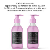 Zwart met witte tekst Cosmetica Label 2.5 "x 2.5"