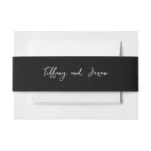 Zwart met witte tekst naar keuze uitnodigingen wikkel (Voorkant Voorbeeld)