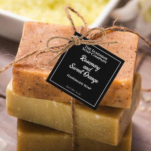 Zwart met Witte Tekst Zeep Cosmetica Verpakking La Bedankjes Labels