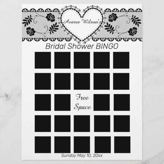 Zwart met witte Vrijgezellenfeest Bingo Flyer (Voorkant)