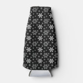 ZWART MET WITTE WINTERSNEEUWVLOKKEN FLESJESKOELER (Voorkant)