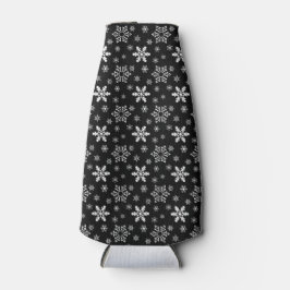 ZWART MET WITTE WINTERSNEEUWVLOKKEN FLESJESKOELER