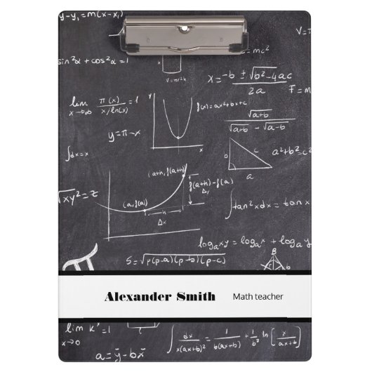 Zwart met witte wiskunde vergelijkingen wiskunde l klembord (Voorkant)