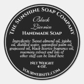 zwart met witte zeep ronde sticker (Voorkant)