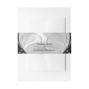 Zwart met zilver op Champagne Silk Envelope Band Uitnodigingen Wikkel