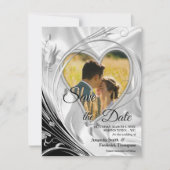 Zwart met Zilver op Champagne Silk Save the Date Aankondiging (Voorkant)