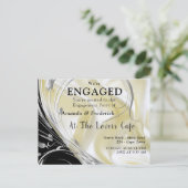 Zwart met zilver op Champagne Silk Uitnodiging Briefkaart (Staand voorkant)