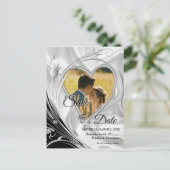 Zwart met zilver op de Champagne Silk Save the Dat Aankondigingskaart (Staand voorkant)