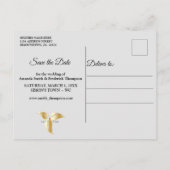 Zwart met zilver op de Champagne Silk Save the Dat Aankondigingskaart (Achterkant)