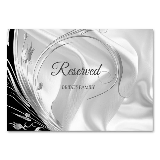 Zwart met Zilver op Ivoor Silk Gereserveerde Kaart (Voorkant)