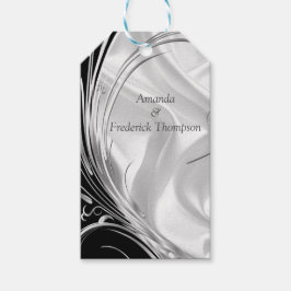 Zwart met zilver op ivoren zijde cadeaulabel