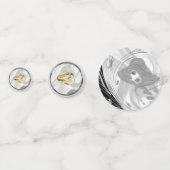 Zwart met zilver op ivoren zijde confetti (Voorkanten)