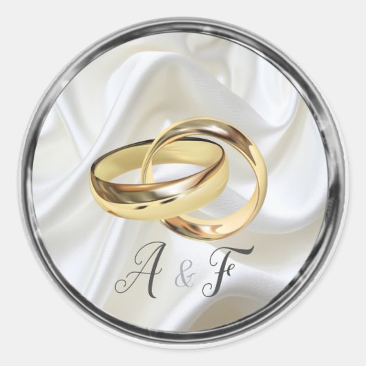 Zwart met zilver op ivoren zijde ronde sticker (Voorkant)