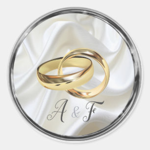 Zwart met zilver op ivoren zijde ronde sticker