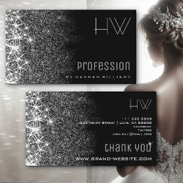 Zwart met Zilveren Glitter Stars Professional Even Visitekaartje