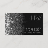 Zwart met Zilveren Glitter Stars Professional Even Visitekaartje (Voorkant)