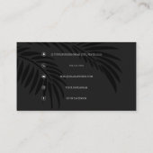 Zwart met zwarte tropische bladeren visitekaartje (Achterkant)