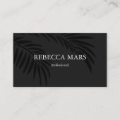 Zwart met zwarte tropische bladeren visitekaartje (Voorkant)