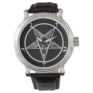 zwart metaal baphomet sigil satanhorloge horloge