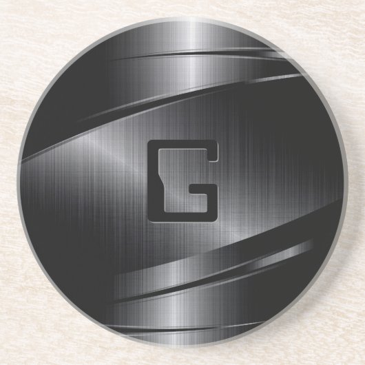 Zwart metaal design Roestvrij staal Zandsteen Onderzetter (Voorkant)