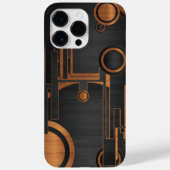 Zwart metaal met houten cirkels Case-Mate iPhone case (Achterkant)