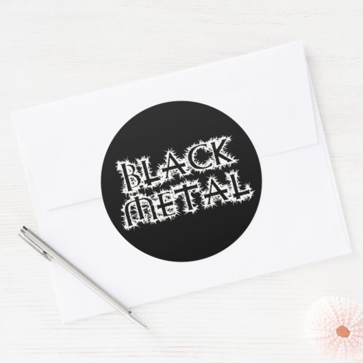 Zwart metaal ronde sticker (Envelop)