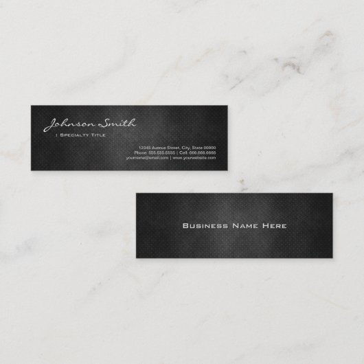 Zwart metaalijzer staal - Koolplatina look Mini Visitekaartje (Voorkant / Achterkant)