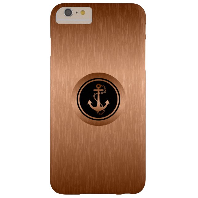 Zwart & Metaalkoper met Nautisch Anker Case-Mate iPhone Case (Achterkant)