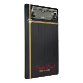 Zwart metalen achtergrond gouden strepen mini klembord (Schuin)