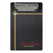 Zwart metalen achtergrond gouden strepen mini klembord (Voorkant)