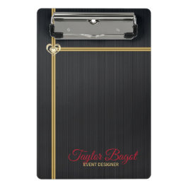 Zwart metalen achtergrond gouden strepen mini klembord