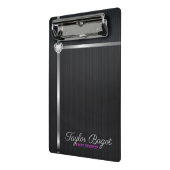 Zwart metalen achtergrond zilveren strepen mini klembord (Angled2)