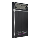 Zwart metalen achtergrond zilveren strepen mini klembord (Schuin)