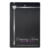 Zwart metalen achtergrond zilveren strepen mini klembord (Achterkant)